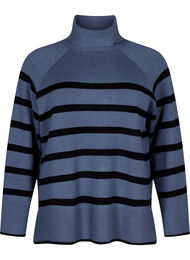 Dzianinowy sweter w paski z golfem, B.Sea w.BlackStripes, Packshot