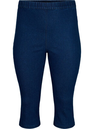 Zizzi FLASH – jeansowe spodnie capri z wysokim stanem o waskim kroju, Blue denim, Packshot image number 0