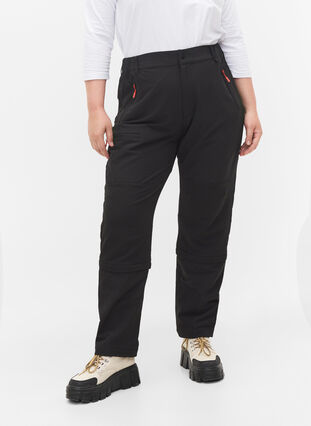 Zizzi Hiking trousers with removable legs, Black, Model image number 3