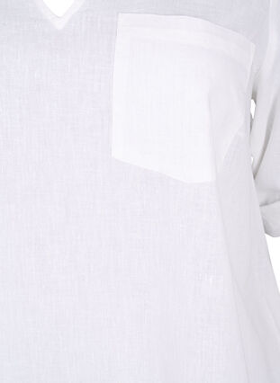 Zizzi Tunika z krótkim rekawem, wykonana z mieszanki bawelny i lnu, Bright White, Packshot image number 2