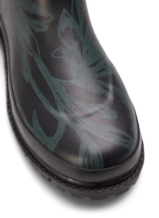 Zizzi Krótkie, szerokie gumowe buty z nadrukiem, B. Teal Flower AOP, Packshot image number 4