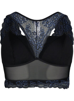 Zizzi Biustonosz z koronka i siateczka, Black w. blue lace, Packshot image number 1