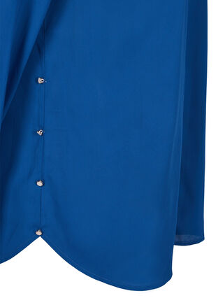 Zizzi Long sleeve shirt with ruffle collar, Estate Blue, Packshot image number 3