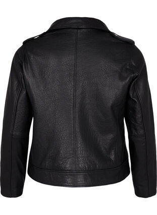 Zizzi Leather jacket with zip, Black, Packshot image number 1