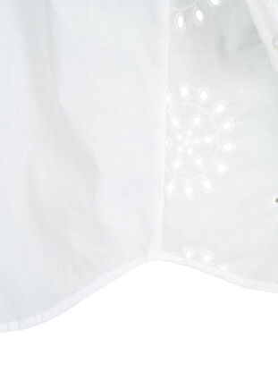 Zizzi Bluzka koszulowa z haftem angielskim i rekawem 3/4, Bright White, Packshot image number 3