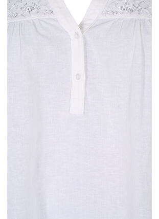 Zizzi Cotton blouse with lace details, Bright White, Packshot image number 2