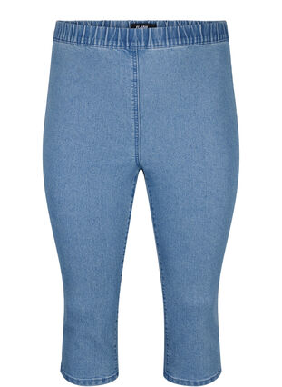 Zizzi FLASH – jeansowe spodnie capri z wysokim stanem o waskim kroju, Light Blue Denim, Packshot image number 0