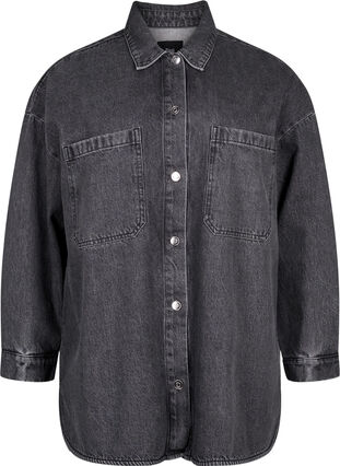 Zizzi Luzna kurtka jeansowa z guzikami, Grey Denim, Packshot image number 0