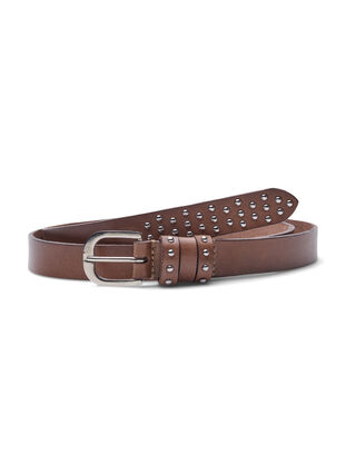 Zizzi Studded leather belt, Brown, Packshot image number 0