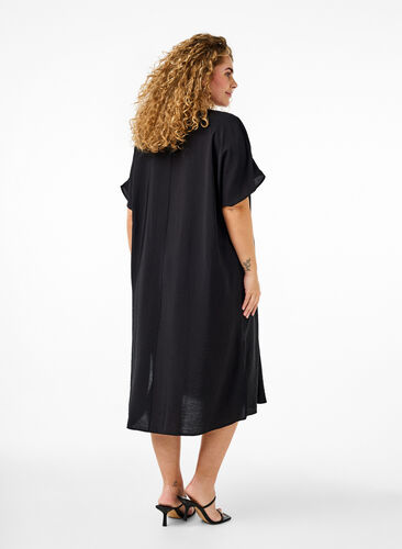Zizzi Wiskozowa sukienka z dekoltem w szpic, Black, Model image number 1