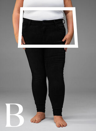 Zizzi Super slim jeans with high waist, Black, Model image number 1