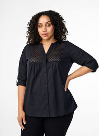 FLASH – koszula z szydelkowym detalem, Black, Model