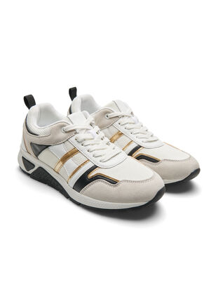 Zizzi Wide fit trainers, White/Gold, Packshot image number 2