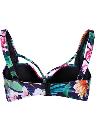 Zizzi Góra od bikini z marszczeniami i tasiemkami, Flower Print, Packshot image number 1