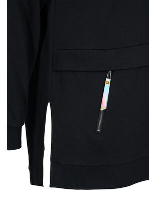 Zizzi Sweatshirt with hood and pockets, Black, Packshot image number 3