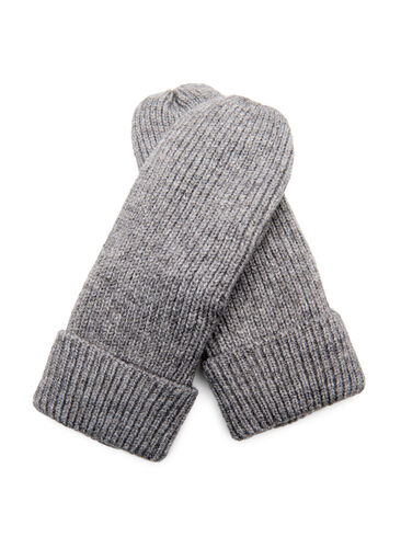 Zizzi Knitted mittens, Medium Grey Melange, Packshot image number 1