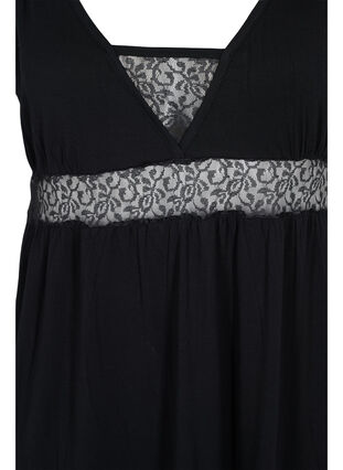 Zizzi Viscose night dress with lace details, Black, Packshot image number 2