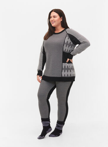 Zizzi Ski leggings in wool, Medium Grey Comb, Model image number 0