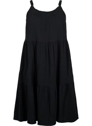 Zwykla bawelniana sukienka na ramiaczkach, Black, Packshot image number 0