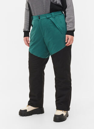 Zizzi Ski pants with pockets, Mallard Green Comb, Model image number 3