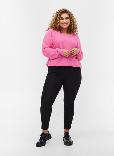 Zizzi Cropped trousers with a light shine, Black, Model image number 0