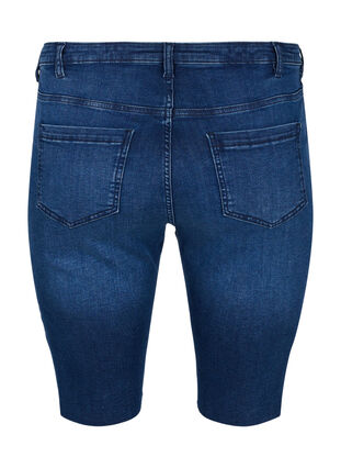 Zizzi Long cotton denim shorts, Dark blue denim, Packshot image number 1