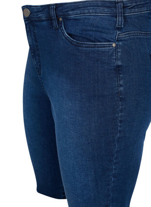 Zizzi Long cotton denim shorts, Dark blue denim, Packshot image number 2