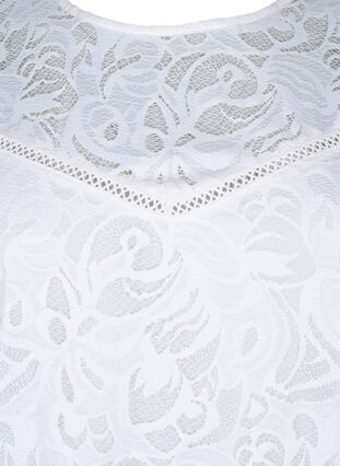 Zizzi Koronkowa bluzka z krótkimi rekawami, Bright White, Packshot image number 2