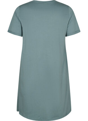 Zizzi Short sleeved cotton nightdress with print, Balsam W. Everybody, Packshot image number 1