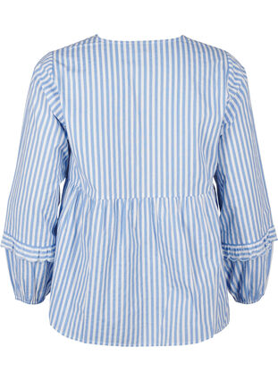 Zizzi Bluzka w paski z odslonietym przodem i ozdobnymi haftami, C. Blue White Stripe, Packshot image number 1