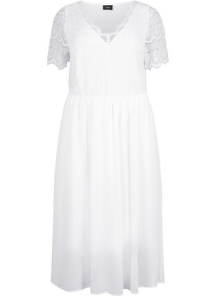 Zizzi Wieczorowa sukienka z koronka i talia w stylu empire, Bright White, Packshot image number 0