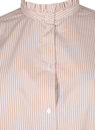 Zizzi Bluzka koszulowa w paski z falbanami, Silver Mink Stripe, Packshot image number 2
