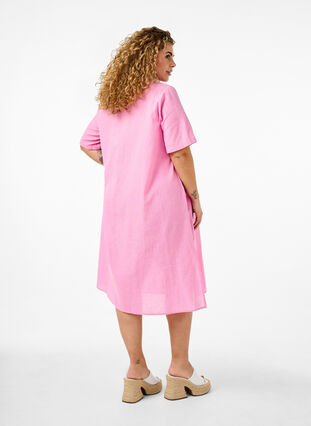 Zizzi Bawelniana sukienka typu kaftan z domieszka lnu, Rosebloom, Model image number 1