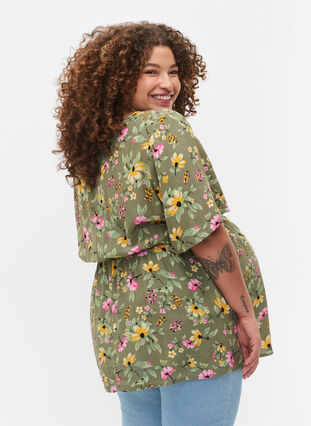 Zizzi Wiskozowa bluzka ciazowa w kwiaty, Green Flower Print, Model image number 1