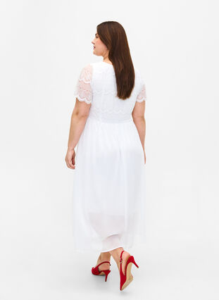 Zizzi Wieczorowa sukienka z koronka i talia w stylu empire, Bright White, Model image number 1