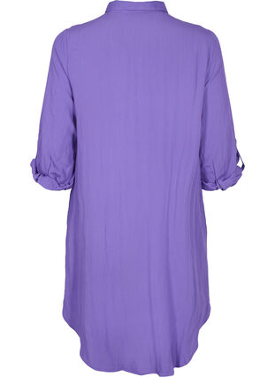 Zizzi Long solid-coloured viscose shirt with 3/4 sleeves, Passion Flower, Packshot image number 1