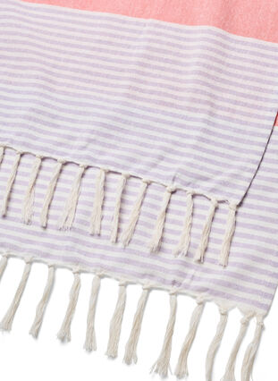 Zizzi Recznik hammam w paski z fredzlami, Pastel Lilac Comb, Packshot image number 3