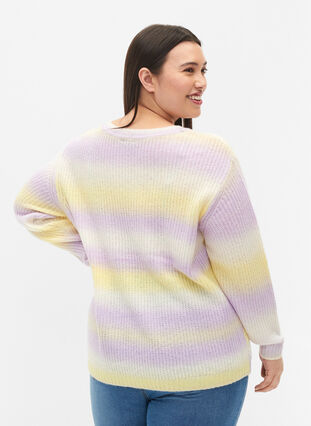 Zizzi Knitted jumper with v-neckline, Lavender Comb., Model image number 1