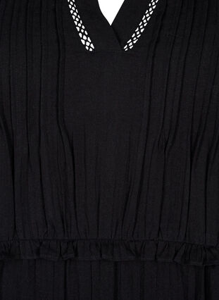 Zizzi Bawelniana sukienka z rekawem 3/4 i marszczeniami, Black, Packshot image number 2