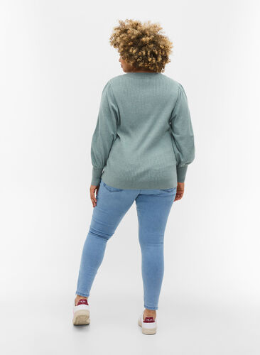 Zizzi Jeansy Amy nad kostke z suwakiem, Light blue denim, Model image number 1