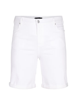 Zizzi Obcisle szorty jeansowe z wysokim stanem, Bright White, Packshot image number 0
