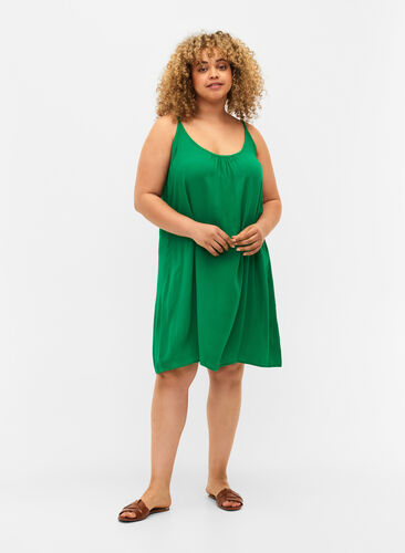 Zizzi Jednokolorowa sukienka z wiskozy na ramiaczkach, Jolly Green, Model image number 0