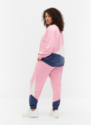 Zizzi Sweatpants with colour block, C. Pink C. Blocking, Model image number 1