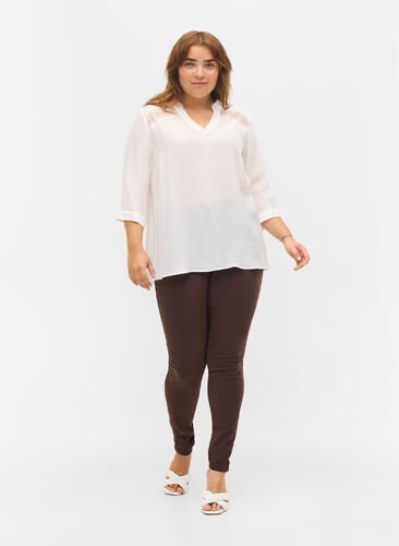 Zizzi Super slim Amy jeans with high waist, Molé, Model image number 0