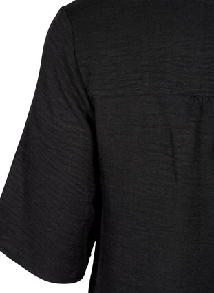 Zizzi Bluzka koszulowa z dekoltem w szpic i krótkimi rekawami, Black, Packshot image number 3