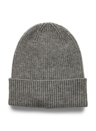 Zizzi Melange knitted beanie, Medium Grey Melange, Packshot image number 0