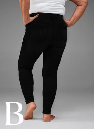 Zizzi Super slim jeans with high waist, Black, Model image number 5