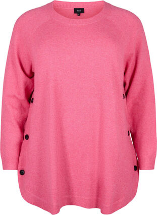 Zizzi Zapinany na guziki sweter z melanzowej dzianiny, Hot Pink White Mel., Packshot image number 0