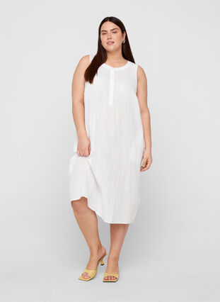 Zizzi Sleeveless cotton dress, White, Model image number 2