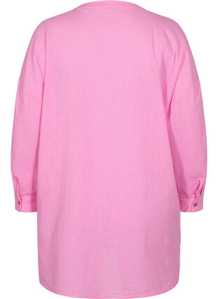 Zizzi Blouse with 3/4-length sleeves and button closure, Begonia Pink, Packshot image number 1